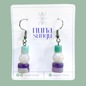 Aretes de piedras naturales (verde, blanco y amatista)